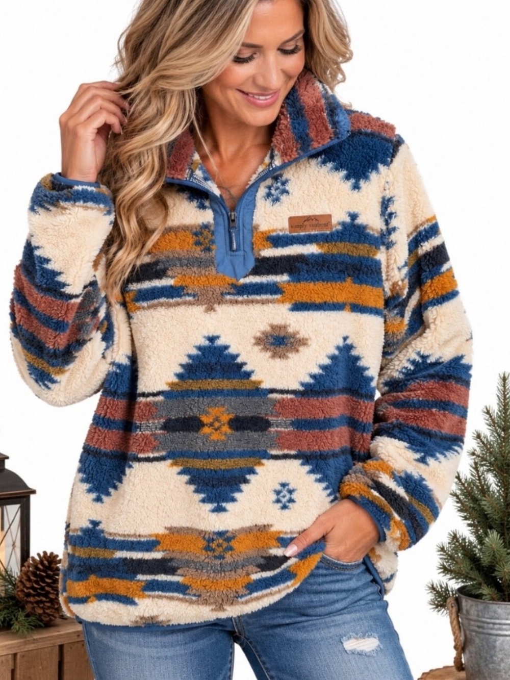 SIMPLY SOUTHERN SHERPA SOUTHWESTERN WESTERN PULLOVER